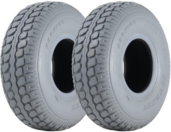 330x100 Scooterdäck grå block, pneumatiska, märkningsfria 400-5 (set om 2)