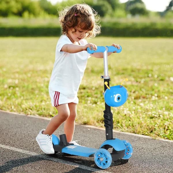 Rootz 5-i-1 Kids Kick Scooter - Børnescooter - Scooter - City Scooter - Børnescooter - Teleskoprør - Højdejusterbar - Blå - 62 x 25 x 72,5 cm