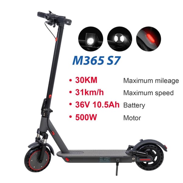 Elektrisk Scooter, 36V 10.5Ah Batteri, 31 km/t Max Hastighed,M365 S7