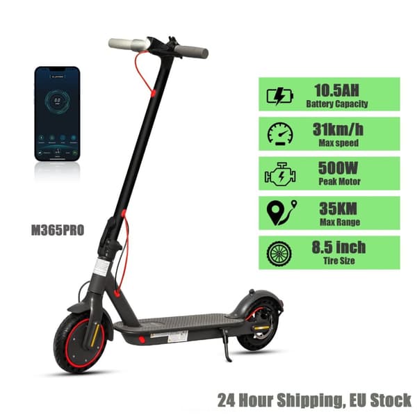 Elektrisk Scooter, 500W Motor, 35 km Maksimal Rækkevidde,10,5AH 35KM