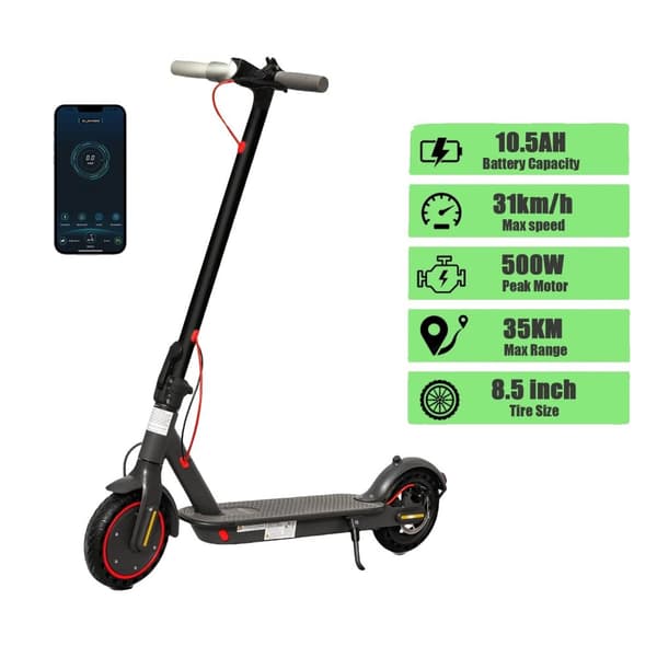 Elektrisk Scooter, 500W Motor, 35 km Maksimal Rækkevidde,10,5AH 35KM