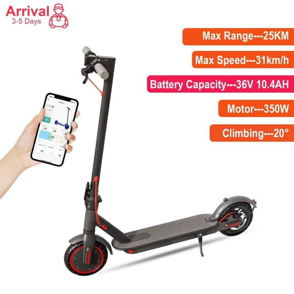 El-scooter, 25 km rækkevidde, 31 km/t hastighed,365tuya