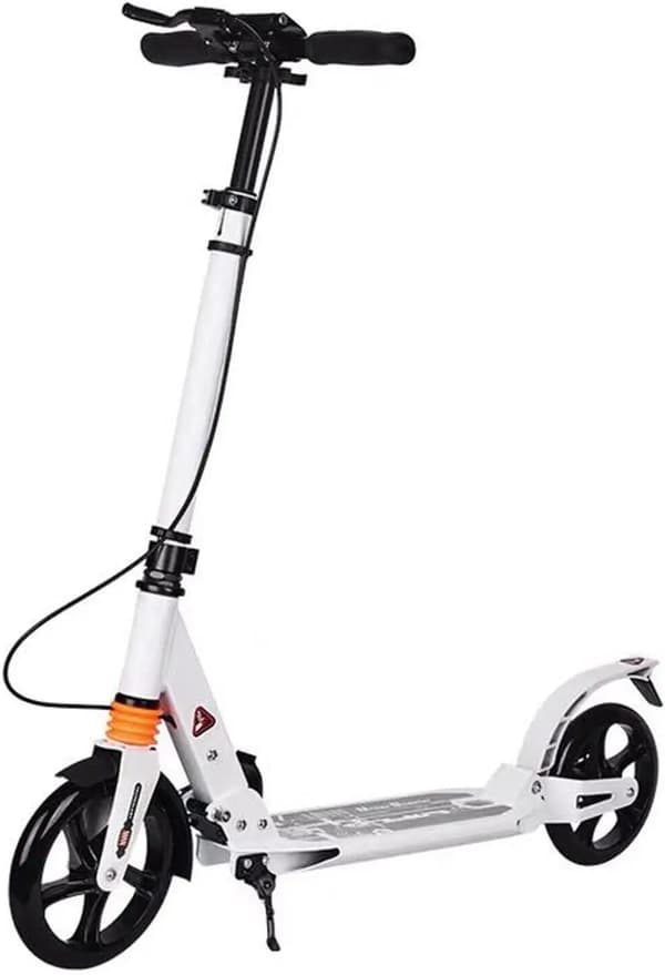 Sammenklappelig Scooter, Justerbare Styrhøjder, 200mm PU Hjul,HVID