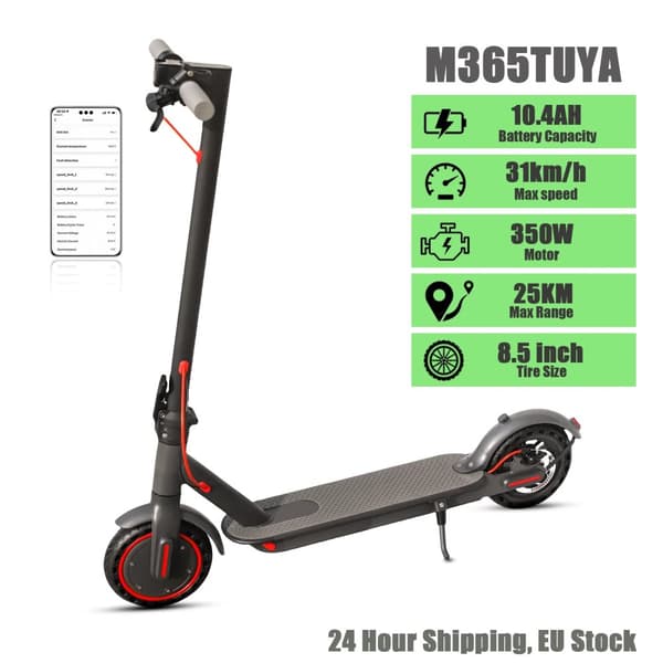 Sähköscooter, 350W moottori, 31KM/H nopeus,365TUYA(10.4AH 25KM 31KM/H)