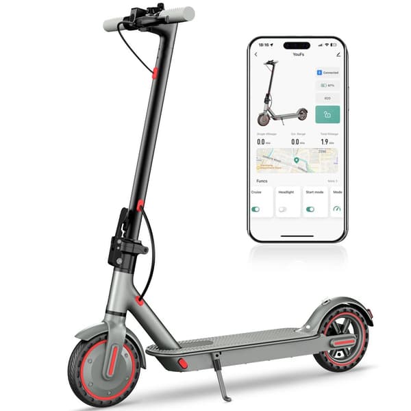 E-Scooter, 350W Motor, 20-30 km rækkevidde,Sort