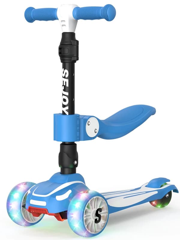 Kid Kick Scooter, LED Blinkande Hjul, Höjdjusterbar,Blå