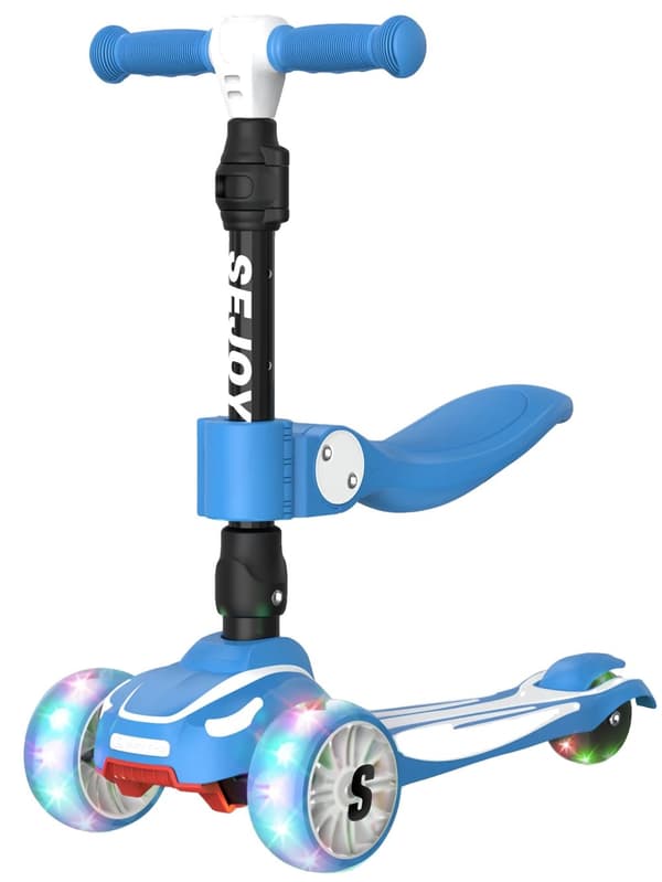 Kid Kick Scooter, LED Blinkande Hjul, Höjdjusterbar,Blå