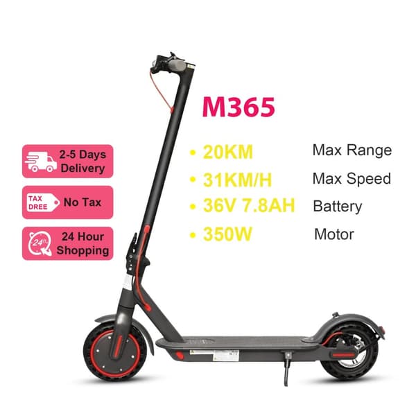 Elektrisk sparkcykel, 350W motor, 31KM/H hastighet, 20-35KM räckvidd,M365 (20 km räckvidd)