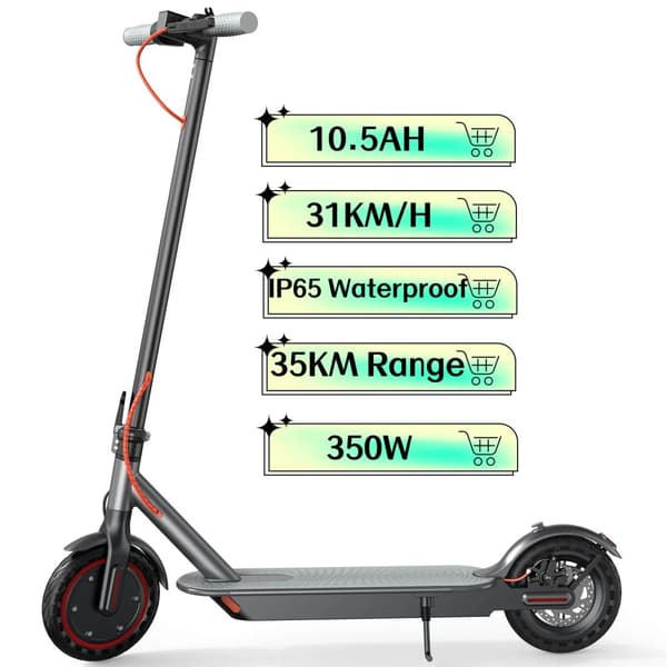 Elkickcykel, 31KM/H Max Hastighet, IP65 Vattentålig,10,5AH 350W