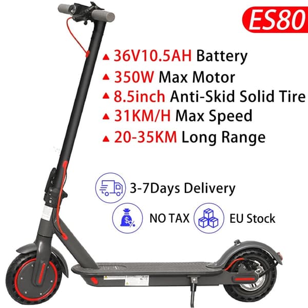 El-scooter, Kraftfull motor, Hopfällbar design, ES80 350W105AH