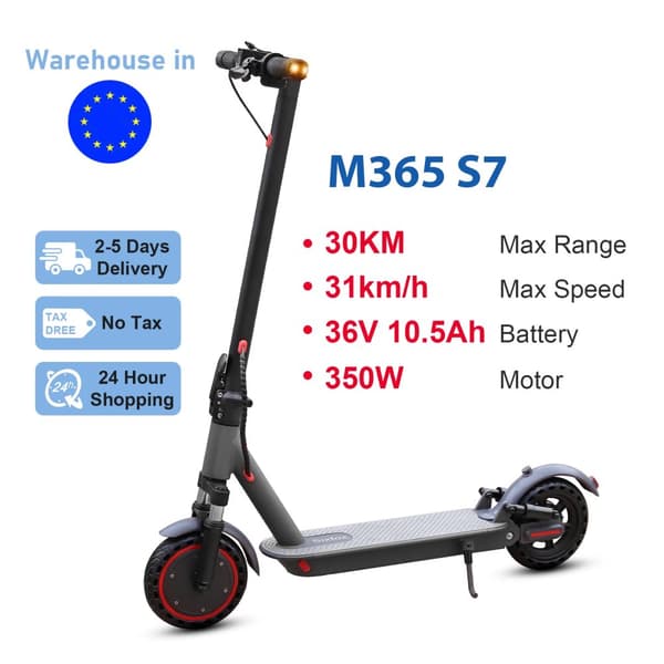 AOVOPRO Elektrisk Scooter, Max Räckvidd 35KM, Hastighet Upp till 31km/h,M365 S7 (36V 10.5AH 30KM 31KM/H)