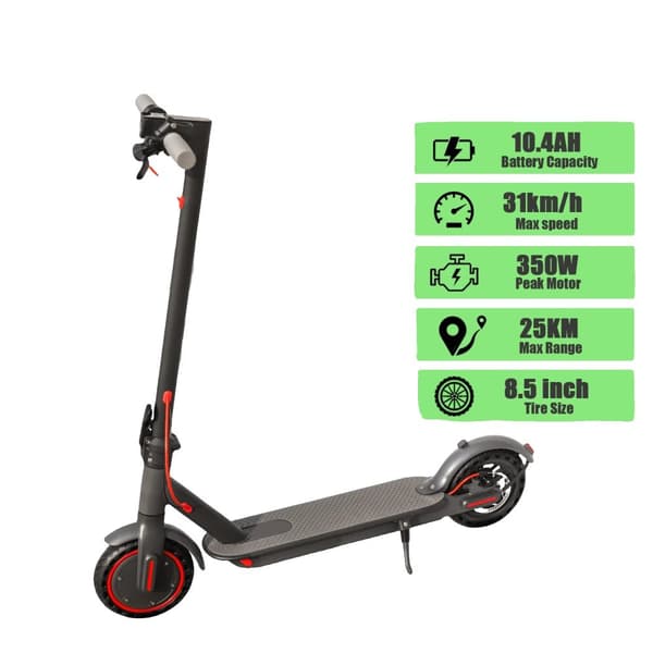 Sähköscooter, 10.4/10.5AH akku, 31 km/h maksinopeus,TUYA (10.4AH 25KM)
