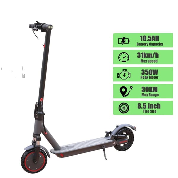 El-scooter, 10.4/10.5AH batteri, 31 km/h max hastighet,TUYAS (Tänd Ljus 10.5AH 30KM)