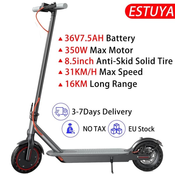 El-scooter, Kraftfull motor, Hopfällbar design, ESTUYA 350W75AH