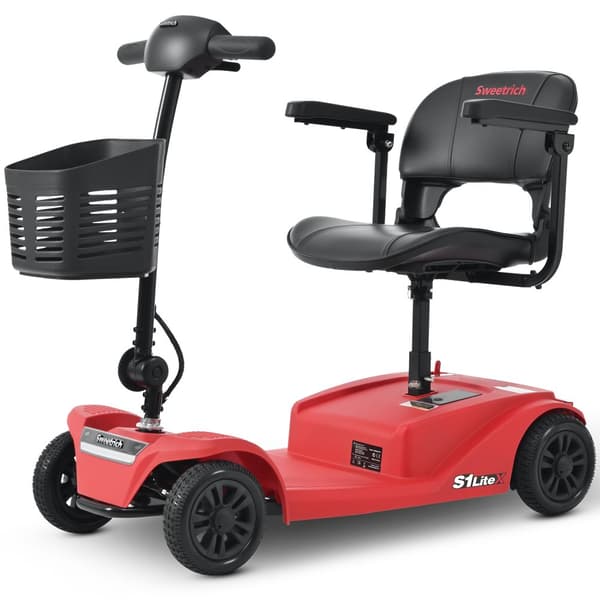 S1 LiteX elrullstol – 4 hjul, hopfällbar, USB-laddning och LED-lampor - Mobilitetsskoter, Elscooter för äldre, Elscooter för äldre, Senior skoter