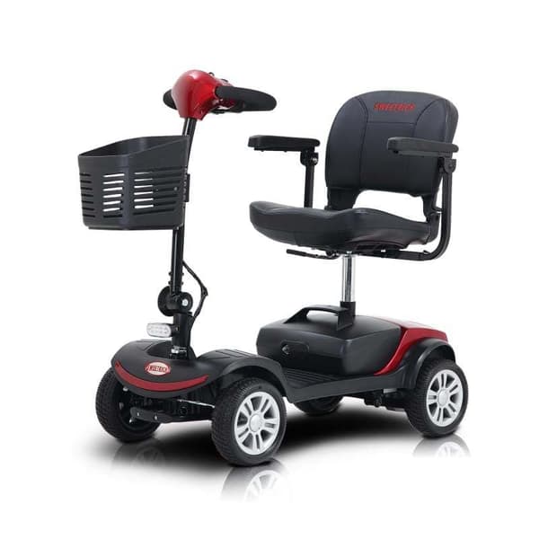 300W Fyrhjulig utomhus elrullstol – 15 km räckvidd, röd – Mobilitetsskoter, Elscooter för äldre, Senior skoter, Elfordon för äldre, 4-hjulig elskoter