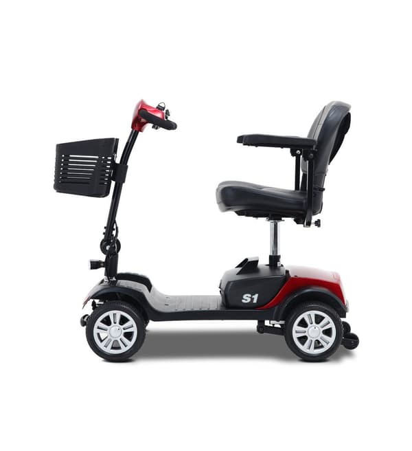 300W Fyrhjulig utomhus elrullstol – 15 km räckvidd, röd – Mobilitetsskoter, Elscooter för äldre, Senior skoter, Elfordon för äldre, 4-hjulig elskoter