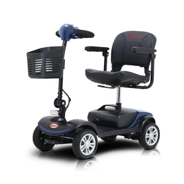 300W Fyrhjulig elrullstol för seniorer – Kompakt, blå, utomhusbruk – Mobilitetsskoter, Elscooter för äldre, Senior skoter, Elfordon för äldre