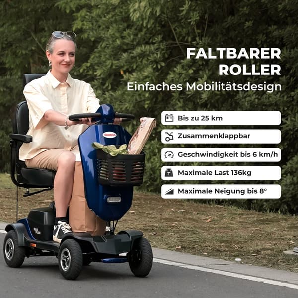 MAX PLUS mobilitetsscooter för äldre – Elscooter för äldre, Senior skoter, Elfordon för äldre, Rörlighetshjälpmedel, 4-hjulig elskoter