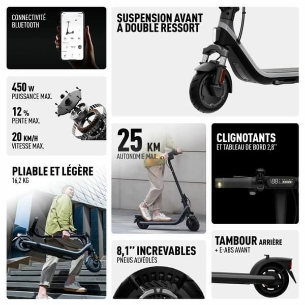 Elektrisk Scooter Segway Svart 450 W 20 km/h