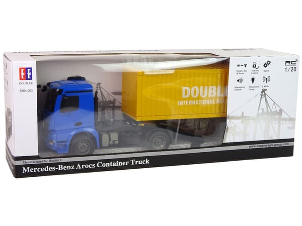 Large R/C truck Mercedes Arocs Blue 1:20 Container 58 cm Long