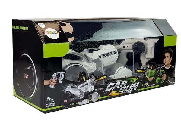 Gun Launcher Car 2 in 1 Remotely Operated Foam Discs White