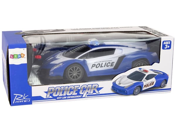 Police Racing Car Police Vehicle 1:16 LED Lights Remote-controlled BLUE