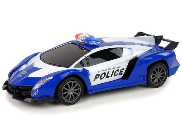 Police Racing Car Police Vehicle 1:16 LED Lights Remote-controlled BLUE