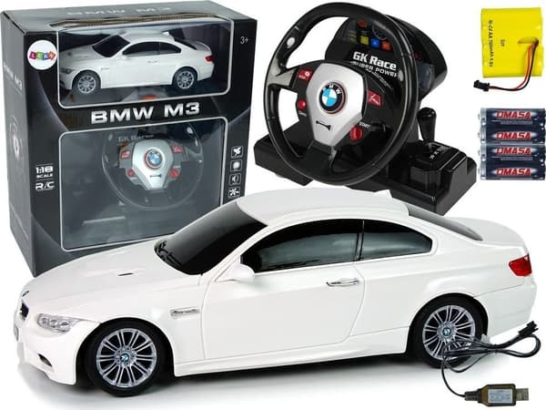 Remote Controlled BMW M3 White 2.4G Pilot Steering Wheel 1:18 Sound Lights