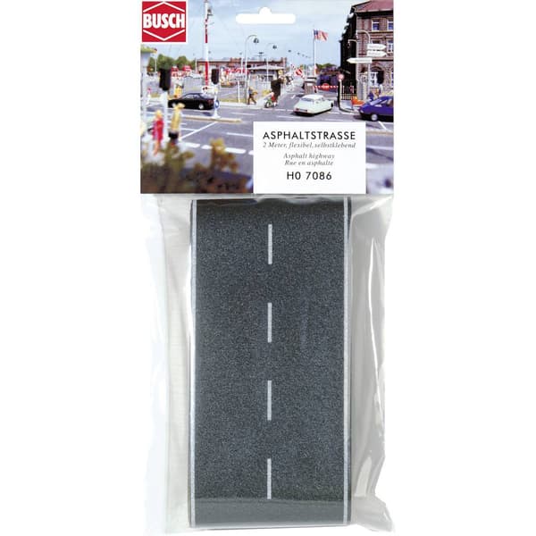 Busch 7086 H0 Asfaltväg (L x B) 2000 mm x 80 mm