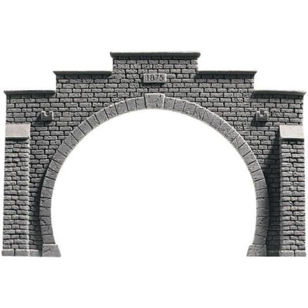 NOCH 58052 PROFI plus H0 Tunnel-portal 2 spårig Hårdskum färdig modell, Målad Grå