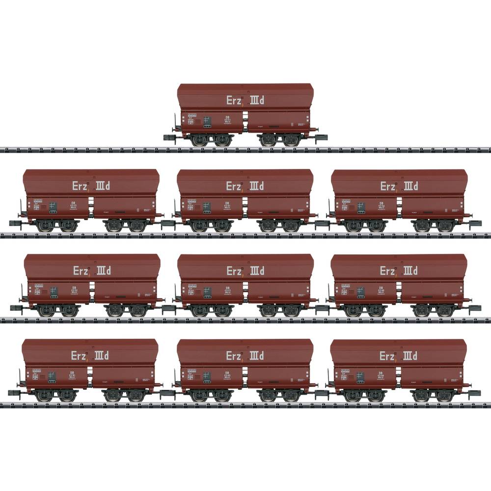 MiniTrix T15458 Display med 10 självavlastande godsvagnar malm IIId från DB