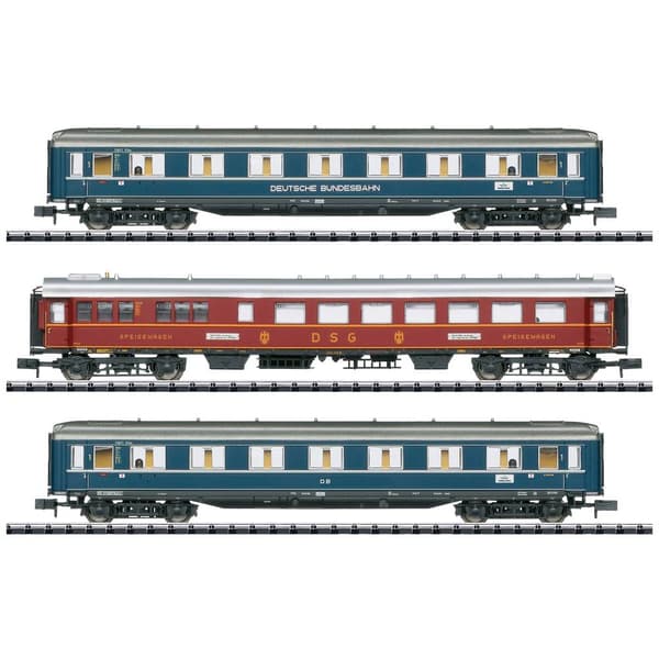 MiniTrix 18259 N 3-pack personvagnar F-Zug F41 Senator från DB 1:a klass A4üe, abü-38, restaurangvagn WR4ü