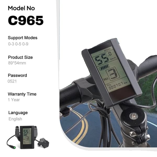 Elektrisk cykelkonverteringskit, LCD-skærm, midtmotor