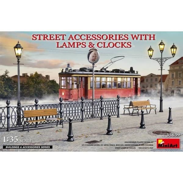 Diorama Street Accessoarer med lampor och klockor 1/35 skalamodell - MiniArt - 35639 - MINI ART - Char Promo