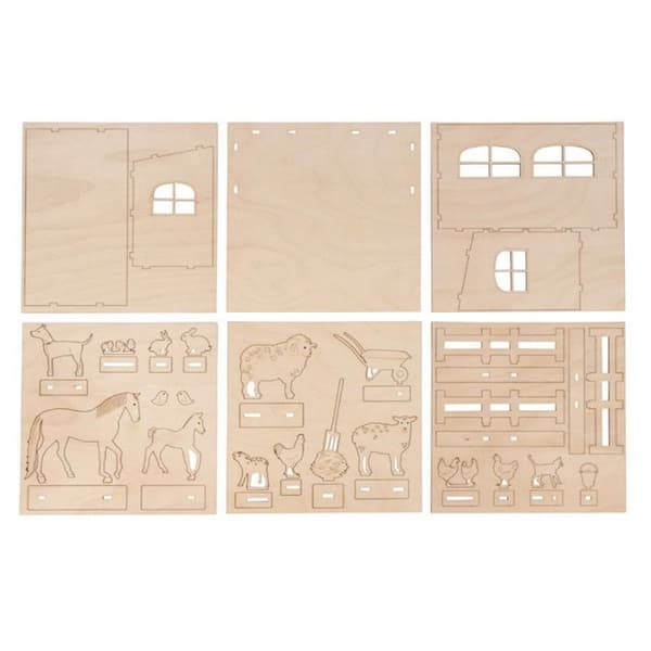 FSC Wooden Farmhouse 3D Decor Kit 45 stycken