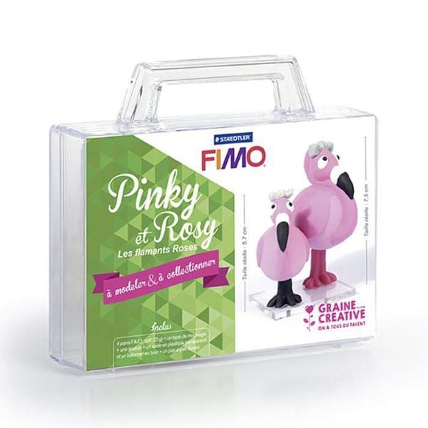 Coffret med polymerlera Min första figur - Pinky och Rosy flamingorna