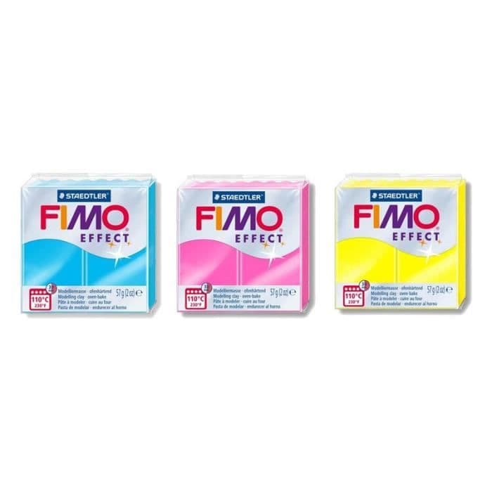 3 polymerleror med neoneffekt - gul-fuchsia-blå