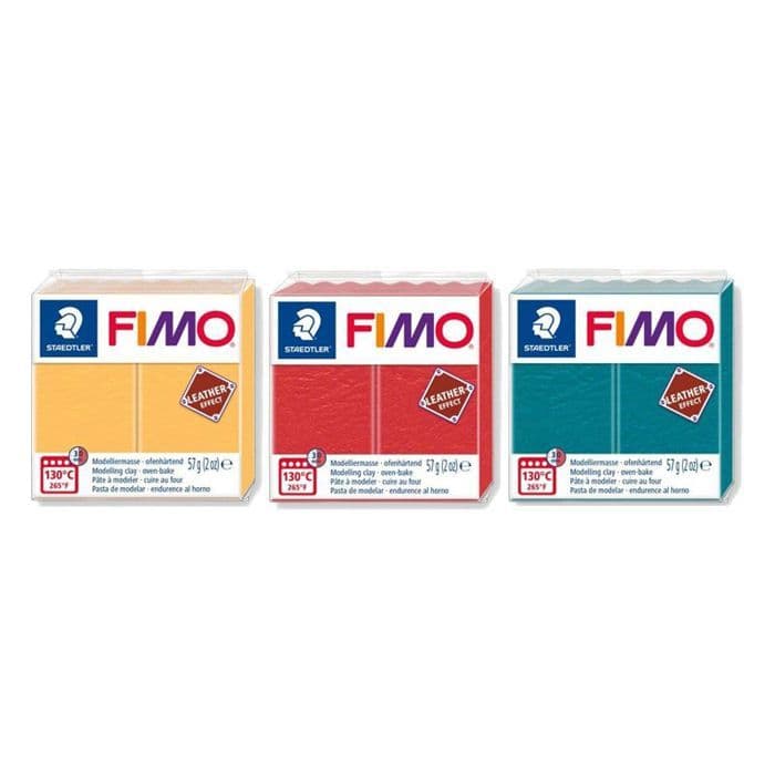 3 polymerleror med lädereffekt - saffransgul, vattenmelon, turkos
