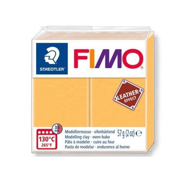 Polymerlera - Fimo - Lädereffekt - Saffransgul - 57gr - Lädereffekt