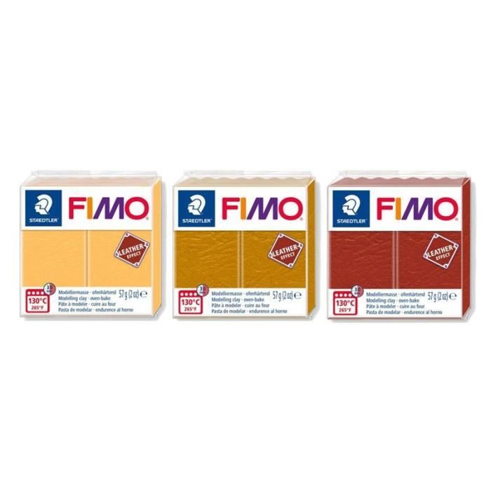 3 polymerleror med lädereffekt - saffransgul, ockra, rost