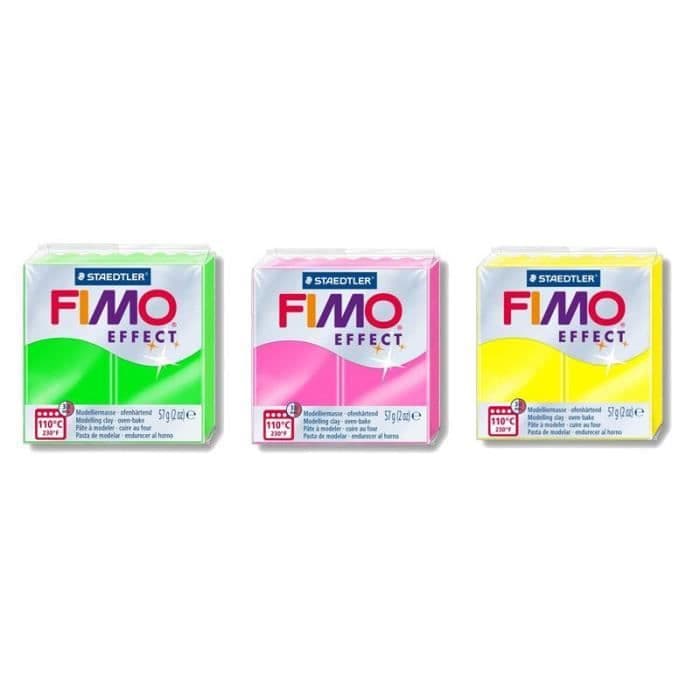 3 polymerleror med neoneffekt - gul-fuchsia-grön