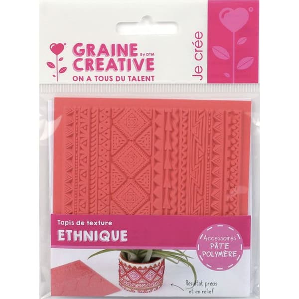 Texturplatta - Kreativ frö - Fimotextilmatta Etnisk - 9x9 cm - 1 stycke