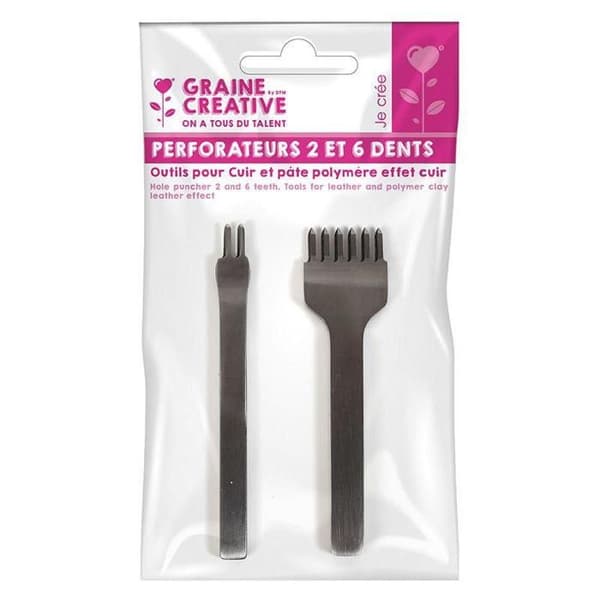 2 perforatorer 2 och 6 tänder för läder och polymerlera