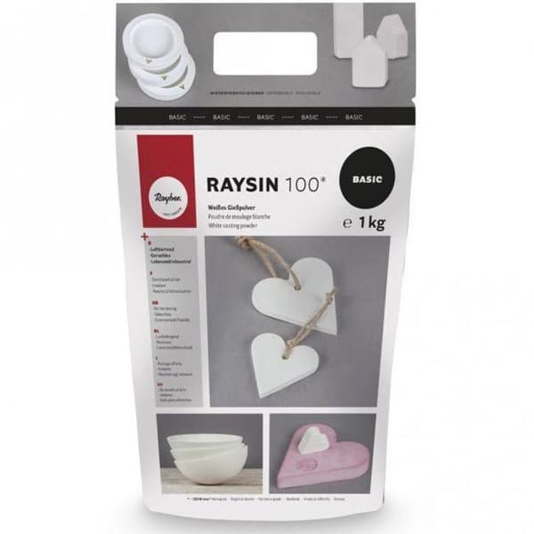 Formgjutningspulver - Rayher - Raysin 100 - Vit - Förpackning 1 kg - Luktfri och livsmedelsneutral