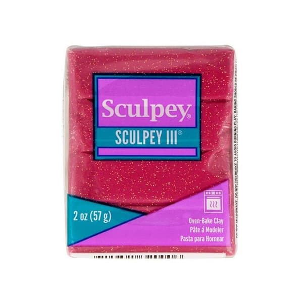 Sculpey polymerlera 57 g - glittergranat röd