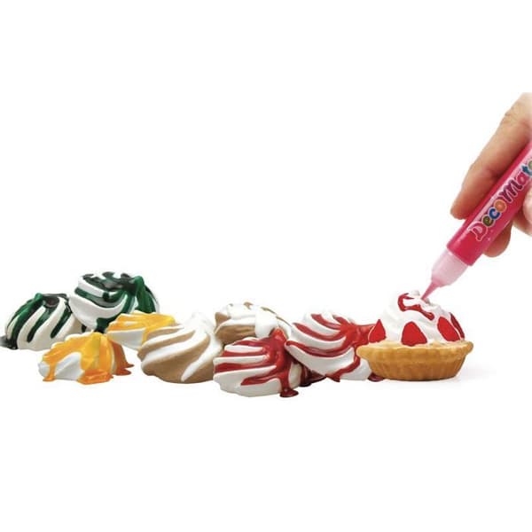 4 toppingpennor med couliseffekt - gul / rosa / vit / grön