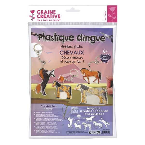 DIY Nyckelringskit Hästar - Graine Créative - 6 st - Plast Dingue - Anpassade Tillbehör - Kreativitet