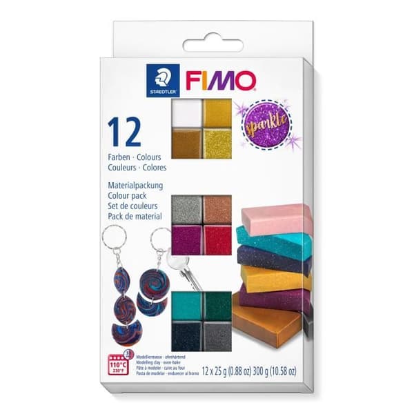 Modelllera - FIMO - FIMO mjuk "Sparkle effect" sortiment - 12 stycken - 25 g - Blandat