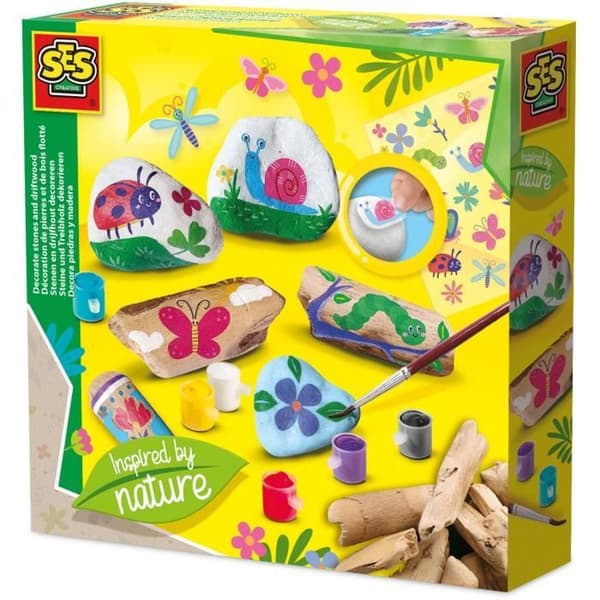 Kreativt kit - SES CREATIVE - Dekorera stenar och flyttad trä - Inspirerad av naturen